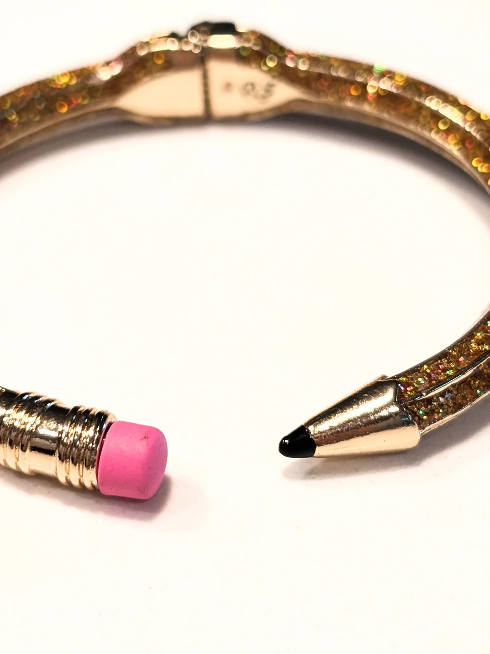 Betsey Johnson Gold Glitter Pencil Cuff Boho Preppy Bracelet